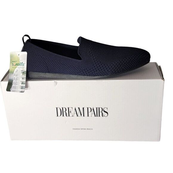 Dreampairs Recycled Slip On Round Toe Knitted Flats Women 7 Loafer Navy Blue New - Picture 2 of 13